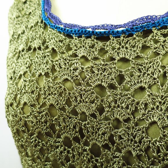 NWT St. Tropez West Crochet Midi Dress Size L Olive/Mossy Green - Picture 5 of 16